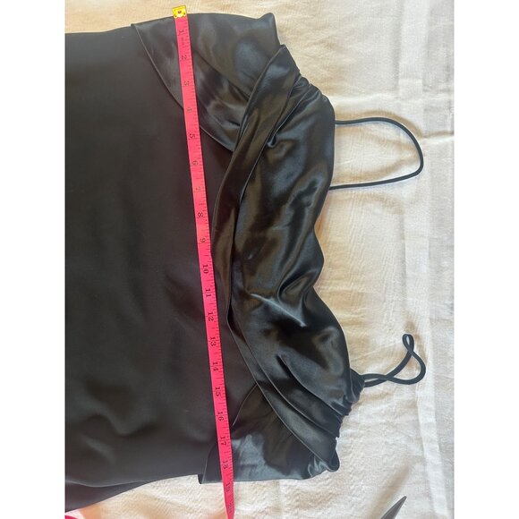 VTG Black Formal Gown Slip Dress 13/14 Draped Satin Neckline Elegant Old Money - Picture 6 of 7